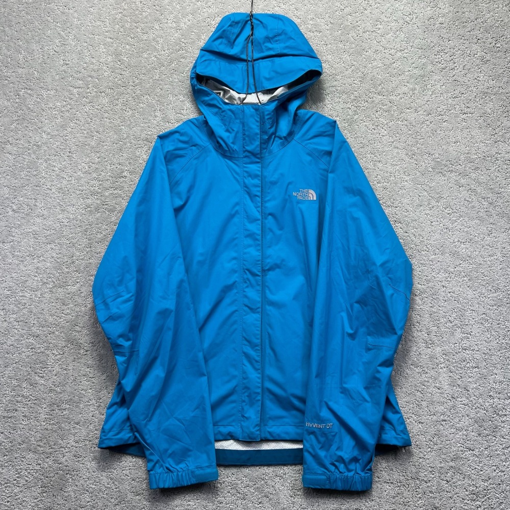 The North Face Jacket Womens Medium Blue HyVent DT Hooded Windbreaker Rain Gear